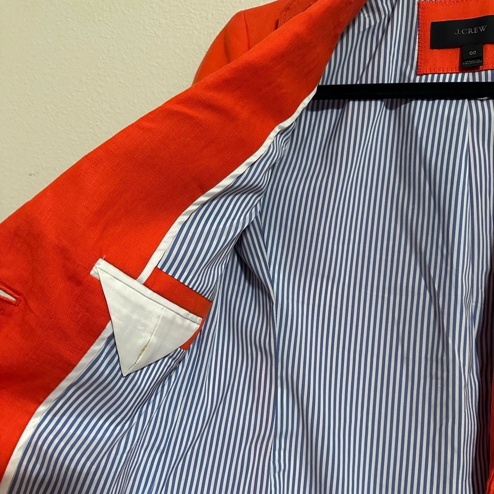 100% Linen Jcrew Blazer in Coral Orange - Picture 4 of 7